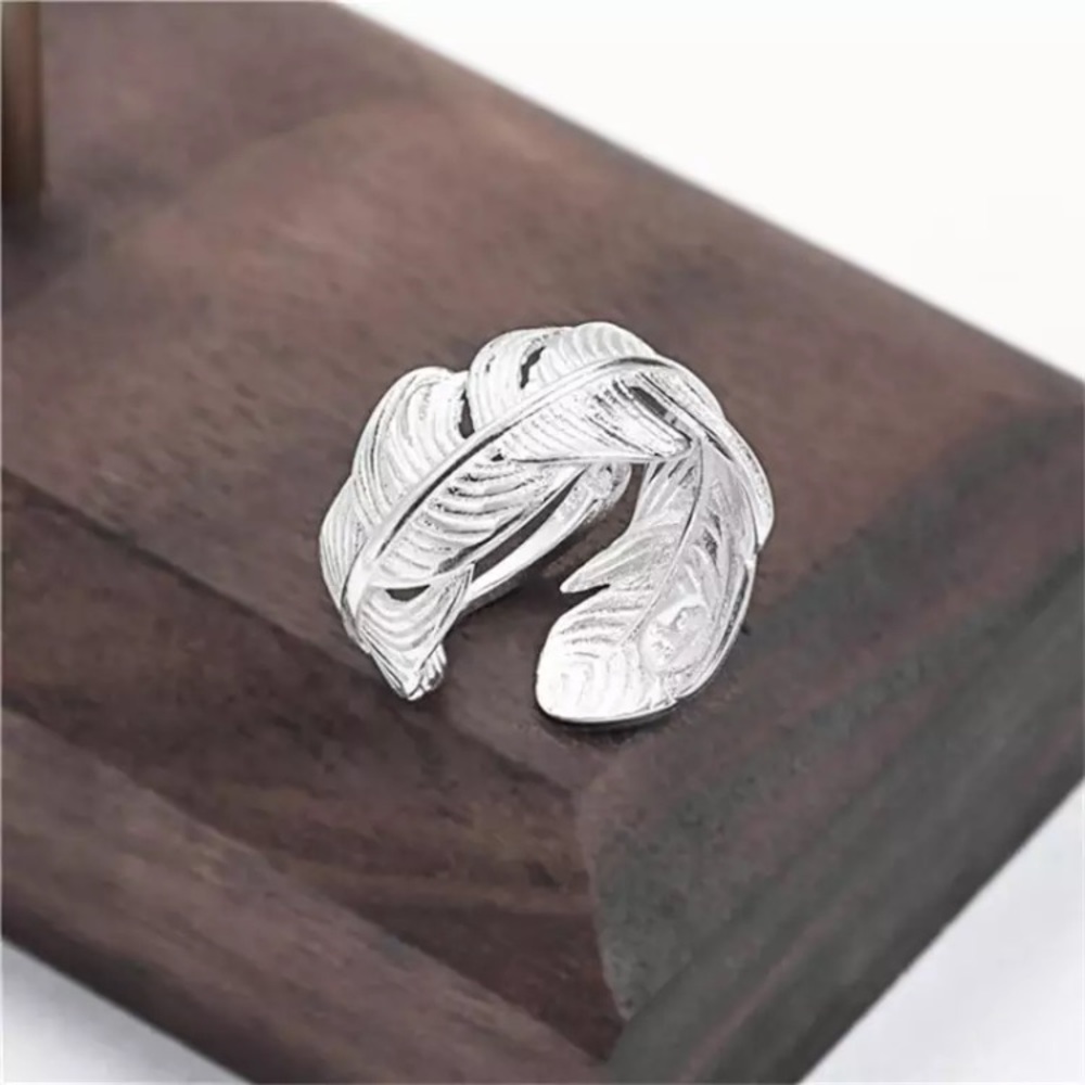 “Adrift” Minimalist Boho Feather Adjustable Ring - Picture 7 of 9